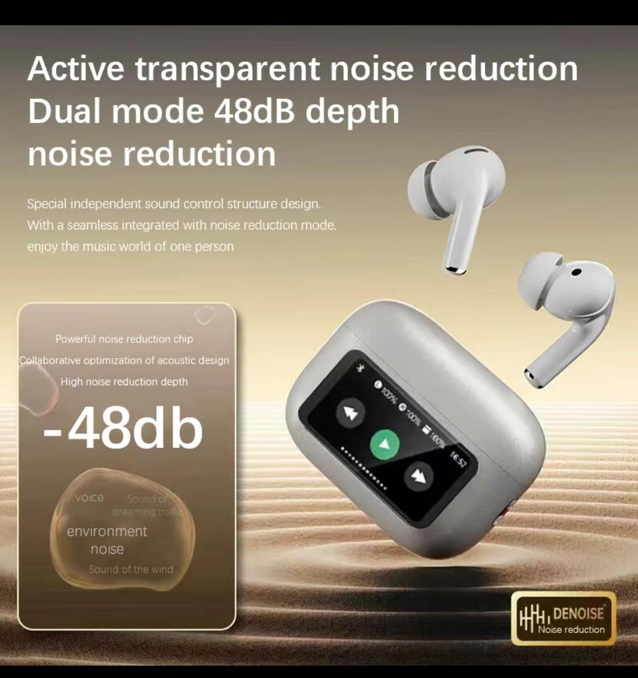 A9 Earbuds Touch Screen ANC/ENC Noise Reduction Touch Control Bluetooth 5.4