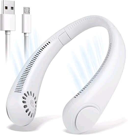 Portable Neck Fan - 3 Speed Rechargeable Bladeless Neck Fan, Adjustable Personal Neck Fan For Women and Men Modern Design, Great Cooling Fan For Travel, Outdoors and Sports