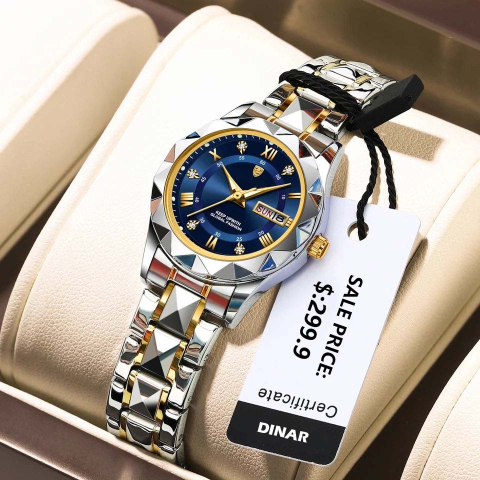Dinar Brand Ladies Luxury New Fashion Stainless Steel Waterproof Watch