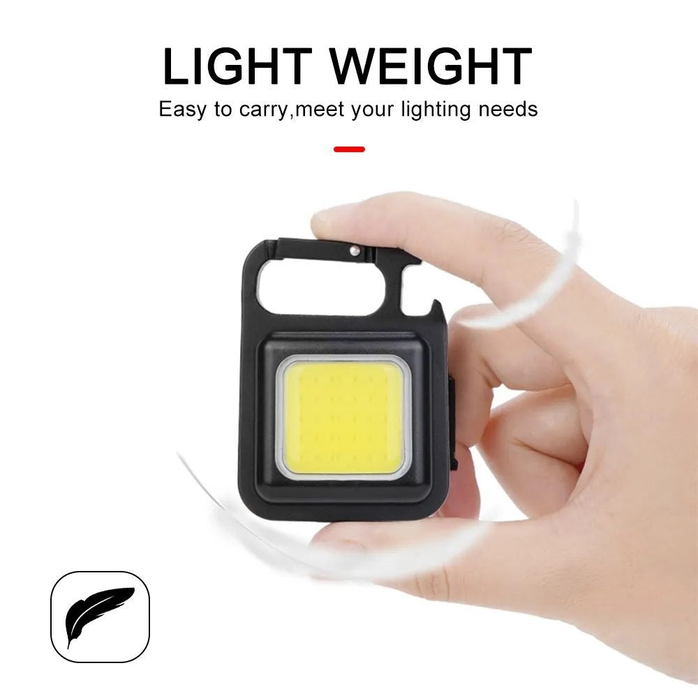 Pocket Flashlight Mini Keychains Work Light New Portable USB LED Rechargeable Outdoor Camping Corkscrew
